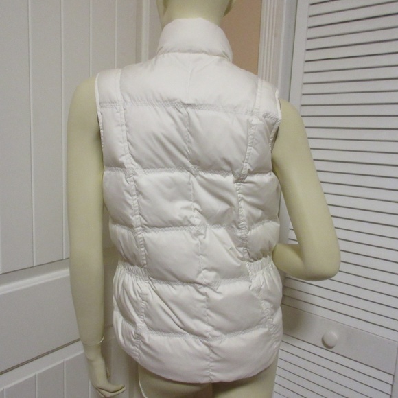 Eddie Bauer Womens Goose Down Puffer Vest Jacket XS Full Zip Snap Pockets White - Picture 8 of 8